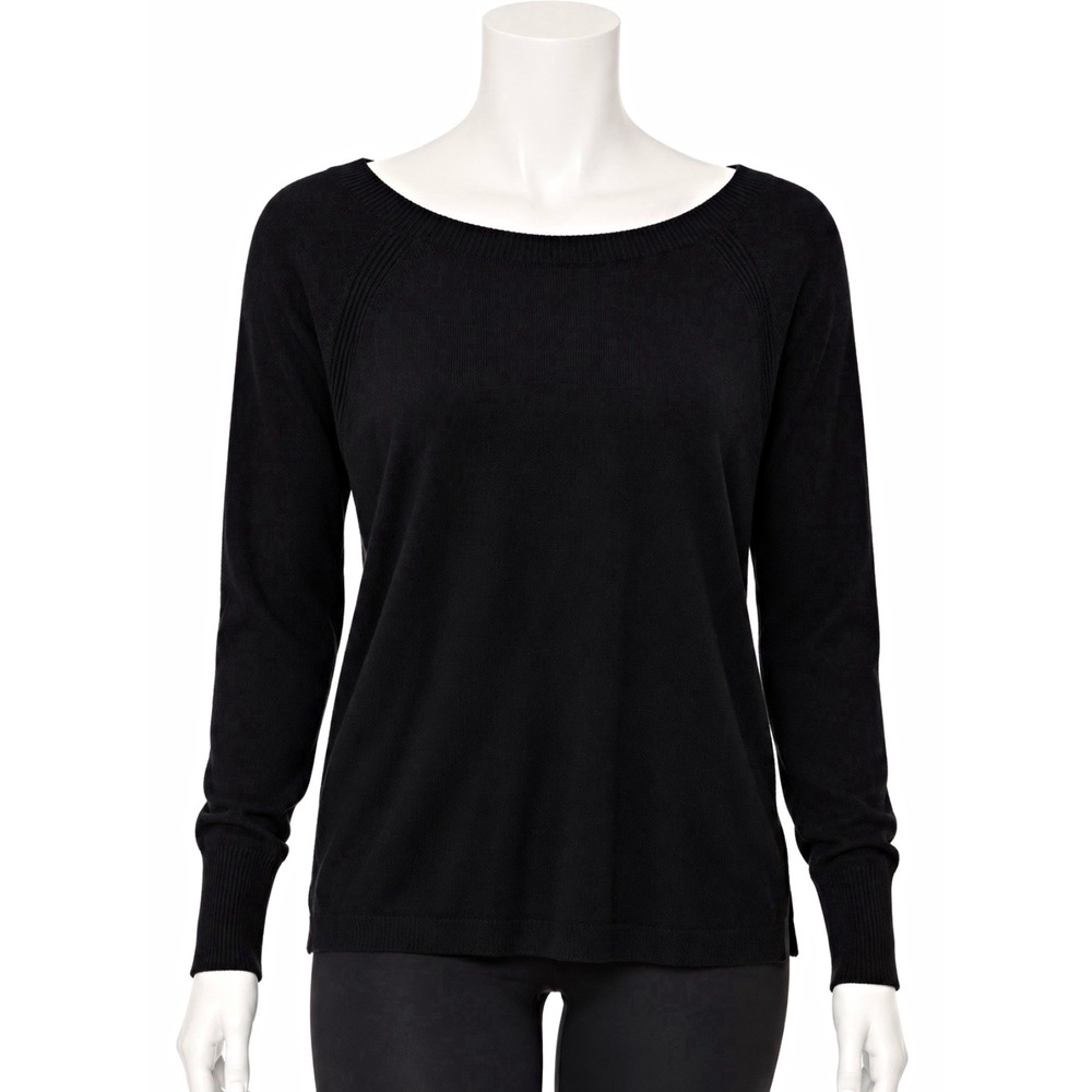 LULULEMON Women's Black Solid Deep V Back Pullover Sweater Long Sleeve Size 8
